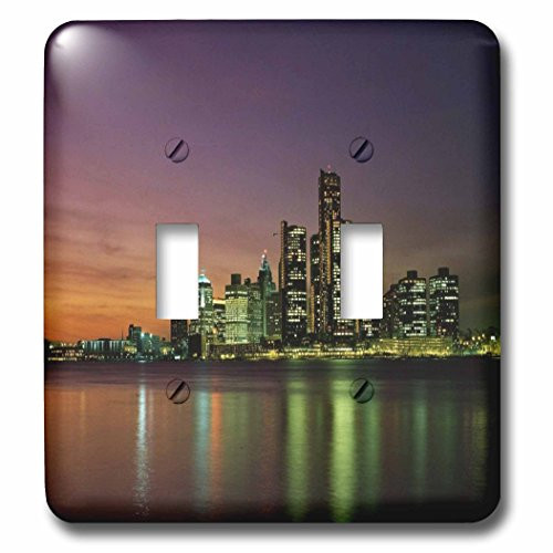 3dRose lsp-54135-2 Detroit Michigan At Nite Double Toggle Switch
