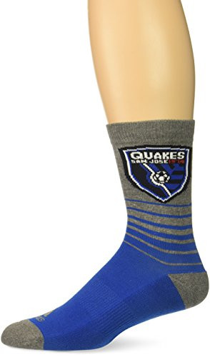 MLS San Jose Earthquakes Mens Jacquard Pattern Crew Socks Size 12-15 Blue