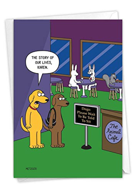 NobleWorks The Animal Cafe - Funny Happy Birthday Note Card - Humorous Dogs Pet Animals - Cartoon Stationery C6384BDG NobleWorks The Animal Cafe - Funny Happy Birthday Note Card - Humorous Dogs Pet Animals - Cartoon Stationery C6384BDG