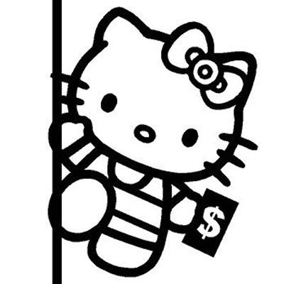 Hello Kitty Pole Dancer Stripper 4 Tall Decal Sticker for Cars Laptops Tablets Skateboard - White