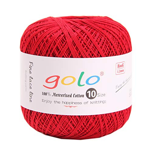 golo Crochet Thread Size 10 red Yarn Crochet Yarn for Blanket 6-136