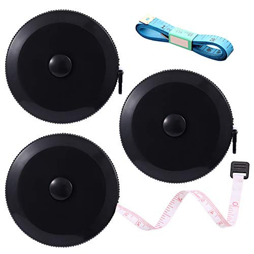 3 Pack Tape Measure 150 cm 60 Inch Push Button Tape Body Measuring Soft Retractable for Sewing Double-Sided Tailor Cloth Ruler Black by BUSHIBU 3 Pack Tape Measure 150 cm 60 Inch Push Button Tape Body Measuring Soft Retractable for Sewing Double-Sided Tailor Cloth Ruler Black by BUSHIBU