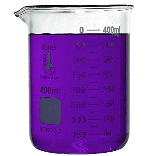 400ml Beaker Low Form Griffin Borosilicate 3_3 Glass Double Scale Graduated Karter Scientific 232S4 Single