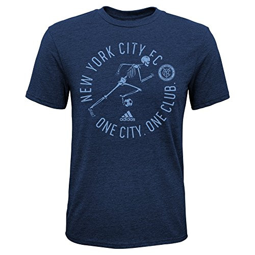 MLS Nycfc Boys Triblend to The Grave Short Sleeve Tee Navy Large 14-16