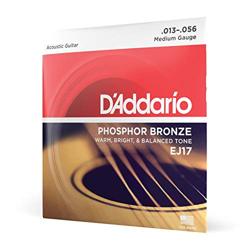 DAddario Phosphor Bronze Acoustic Guitar Strings Medium 13-56 EJ17