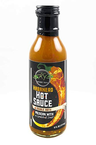 Skys Gourmet Tacos Habanero Hot Sauce - Taco Sauce  Vegan Gluten Free  and  Non-GMO  Unique Flavor Double Hot
