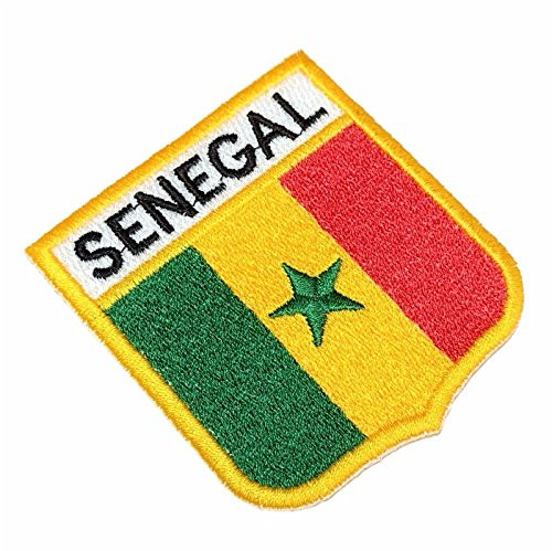 BEIN028T Senegal Flag Shield Emblem Tag 100% Embroidered Patch Iron or Sew Size 3_15×2_16 in