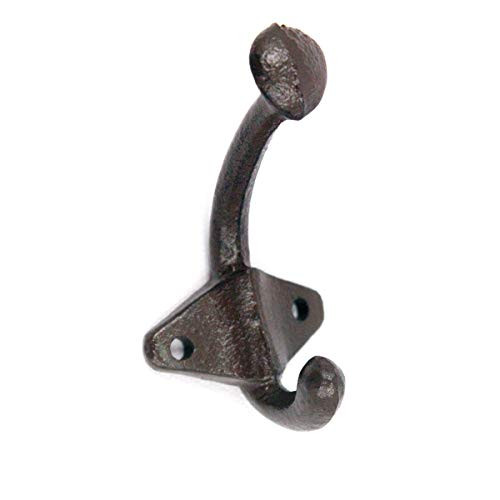 BarnwoodUSA  Antique Brown Cast Iron Wall Hook  Antique Decorative Hook  Wall Mounted Hook for Rustic Style  Antique Brown  3 38 L