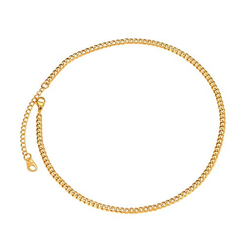14 Inch Choker Necklace 18K Gold Plated Stainless Steel 3mm Cuban Curb Chain for Boys Girls 14 Inch Choker Necklace 18K Gold Plated Stainless Steel 3mm Cuban Curb Chain for Boys Girls