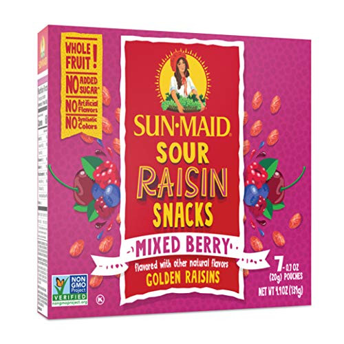 Sun-Maid Natural Raisins - Mixed Berry Sour Raisins Dried Fruit Snacks- 7 Pack of 0_7oz