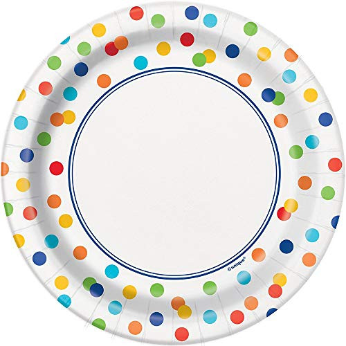 Unique tableware Rainbow Mini Polka Dot Dessert Party Paper Plates 7 8 Ct 7 Multicolor
