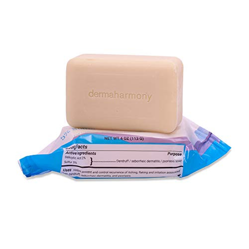 DermaHarmony 5% Sulfur 2% Salicylic Acid Bar Soap 4 oz  Crafted for those with Seborrehic Dermatitis Dandruff and Psoriasis Single Bar