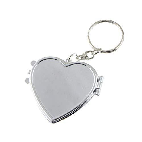 NUOBESTY Love Key-Chain Heart Shaped Compact Travel Pocket Mirror Compact Makeup Mirror Keychain for Women