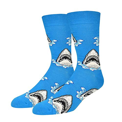 Seorsok Novelty Socks Colorful Funny Mens Crew Socks Outer Space Casual Cotton Socks - Shark