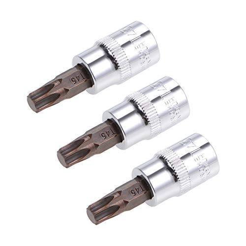 uxcell 38 Drive x T45 Torx Bit Socket S2 Steel Bits CR-V Sockets 38mm Length for Hand Use Only 3pcs
