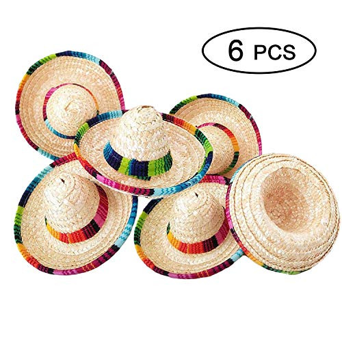 Topgalaxy.Z 6 Pack Natural Straw Mini Sombrero/Mini Mexican Party Hat, Tabletop Party Supplies, Mexican Fiesta hat, Fiesta Table Decorations, Mini Sombrero Top Hat for Dogs, Cats Topgalaxy.Z 6 Pack Natural Straw Mini Sombrero/Mini Mexican Party Hat, Tabletop Party Supplies, Mexican Fiesta hat, Fiesta Table Decorations, Mini Sombrero Top Hat for Dogs, Cats