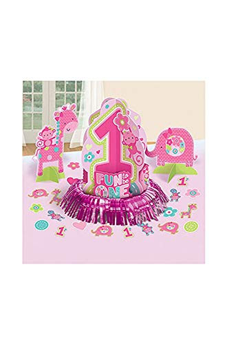 amscan One Wild Girl 1st Birthday Table Decorating Kit Medium Pink