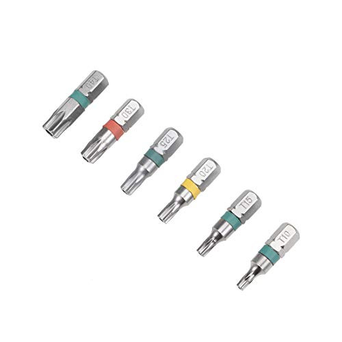 uxcell Torx Bits Set 6pcs 14 Inch Hex Shank T10-T40 Magnetic Screwdriver Bit Set 25mm Length S2 Screw Driver Kit Tools