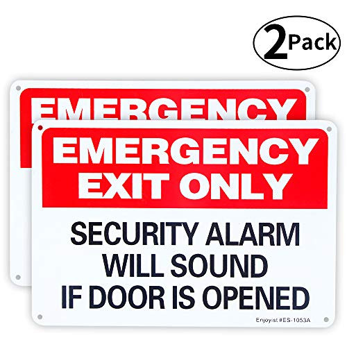 2 Pack Emergency Exit Only Sign Security Alarm Will Sound If Door is Opened Sign 10x 7 _04 Aluminum Sign Rust Free Aluminum-UV Protected and Weatherproof