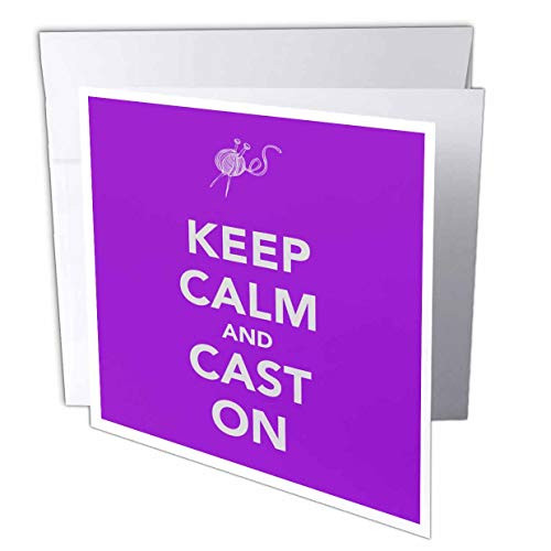 3dRose Keep calm and cast on - Greeting Cards 6 x 6 inches set of 12 gc-159622-2