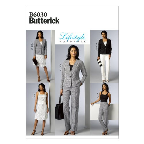 BUTTERICK PATTERNS B6030A50 Misses Jacket Vest Top Skirt and Pants Sewing Template Size A5 6-8-10-12-14
