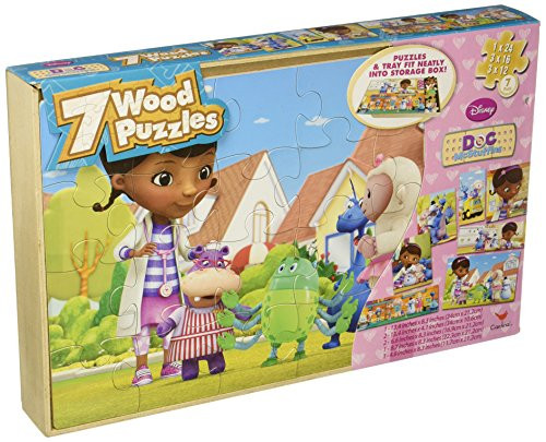 Disney Doc McStuffins 7 Wood Puzzles In Wooden Storage Box (styles will vary)