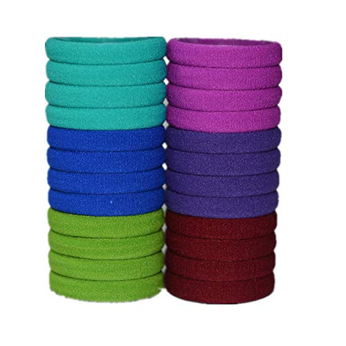 ShungFun Seamless Cotton Hair Bands Simply Hair Ties Rope No Crease Ouchless Ponytail Holders Headband Scrunchies Hair Accessories for Thick Fine Hair 24pcs 11