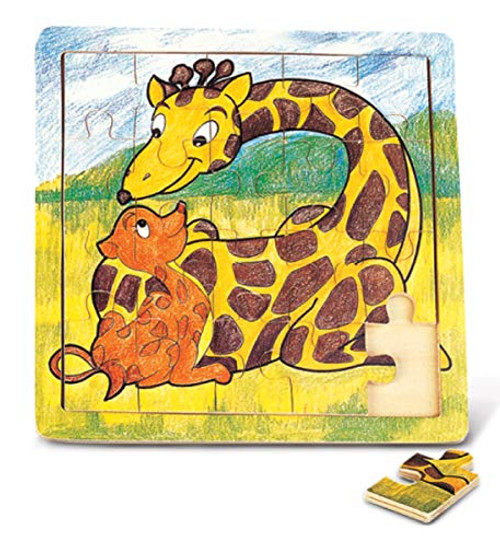 Puzzled Giraffe Jigsaw Puzzle - Easy to Play Zoo Wild Life Wooden Animals Puzzle Fun Educational Toy Puzzle Game  and  Learning Activity for Kids - Jungle Giraffe Theme 20 Piece Puzzle Size 8 x 8 Inch