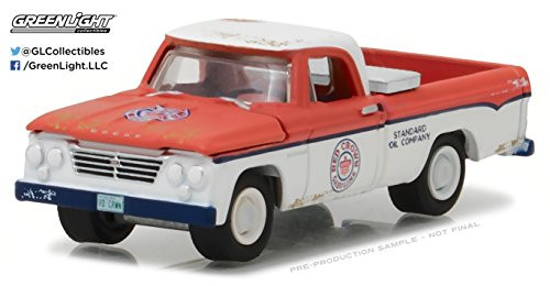 NEW 1:64 GREENLIGHT RUNNING ON EMPTY SERIES 2 COLLECTION - RED WHITE 1963 DODGE D-100 LONG BED WITH TOOL BOX Diecast Model Car By Greenlight