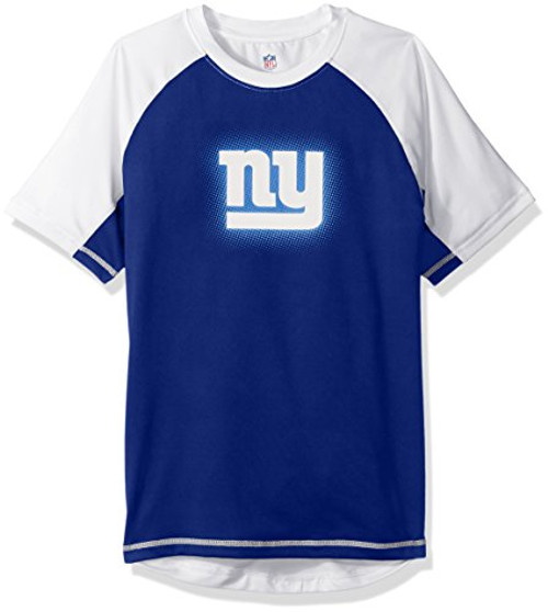 NFL New York Giants Youth 8-20 Short Sleeve Rash Guard Large 14-16 White