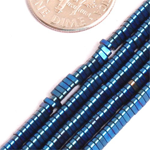 GEM-Inside Blue Metallic Coated Hematite Non-Magnetic Beads Agate Beads for Jewelry Making Loose Beads Findings Accessories 3x1mm Strand 15 Inches