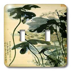 3dRose lsp-62635-2 Picture Of Ancient Chinese Lotus Painting Double Toggle Switch