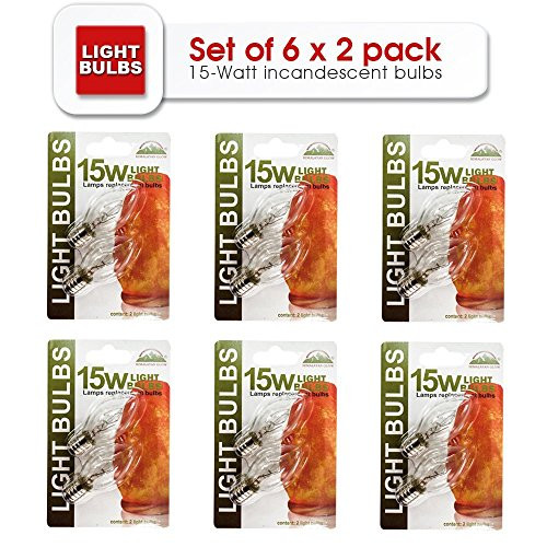 Salt Lamp Light Bulbs Himalayan Salt Lamp Replacement Bulbs 15 Watt E12 Socket Long Lasting Incandescent Light Bulbs -6-Pack