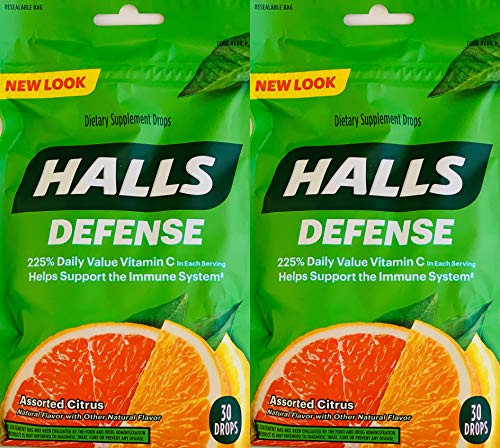 Halls Defense Vitamin C Assorted Citrus Cough Drops 30-Count 2 Pack 2 Pack