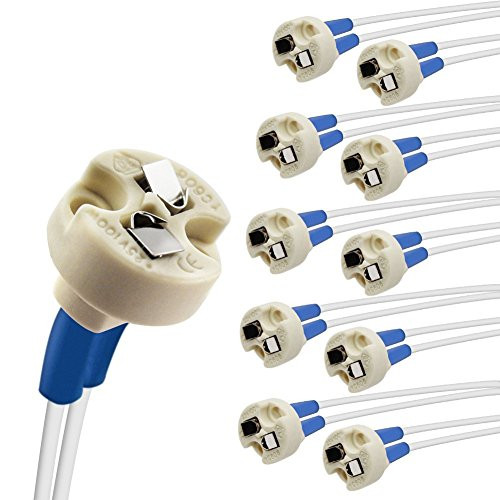 DiCUNO Bi-Pin Base G4 G6_35 GY6_35 GX5_3 GU5_3 MR16 GZ4 MR11 Halogen Incandescent Led Socket Ceramic Wire Connector Base Socket 10pcs