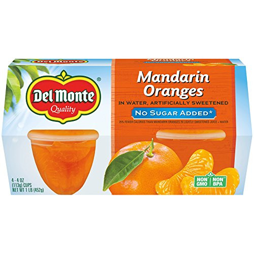 Del Monte Mandarin Oranges No Sugar Added 16 Oz pack of 4