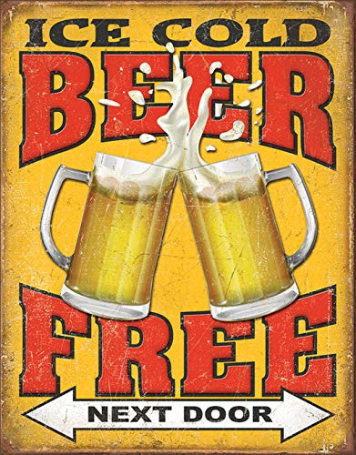 Desperate Enterprises Free Beer - Next Door Tin Sign 12_5 W x 16 H