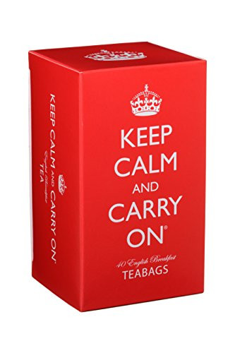 Keep Calm and Carry On Tea Carton Box, English Breakfast Tea (40 Bags, 125g, 4.4oz)