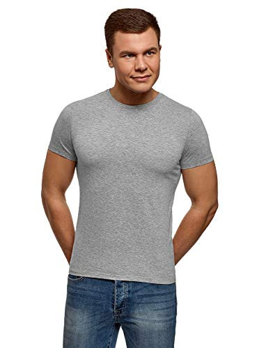 oodji Ultra Mens Basic T-Shirt Grey US 40  EU 50  M