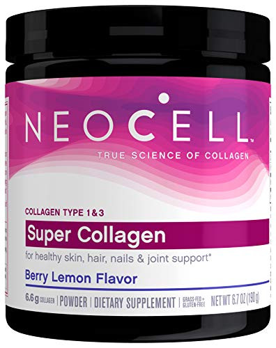 NeoCell Super Collagen Powder - Grass-Fed Collagen Types 1  and  3 - Paleo Friendly  and  Gluten Free Berry Lemon Flavor - 6_74 Ounces Package May Vary