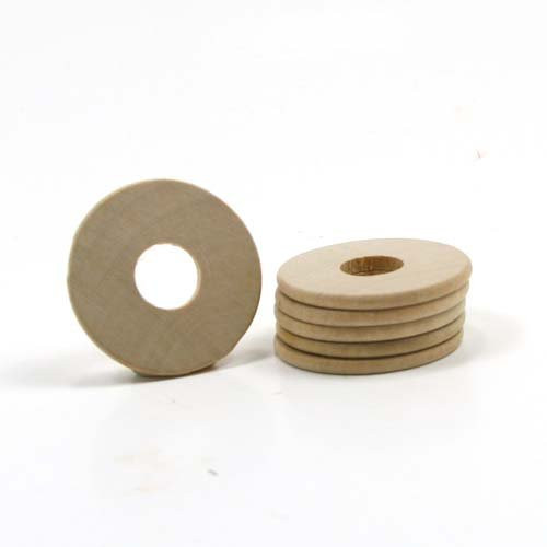 Mylittlewoodshop - Pkg of 6 - Washer - 1 inch in Diameter with 38 inch Hole and 18 inch Thick Unfinished WoodWW-WW-WND100-6