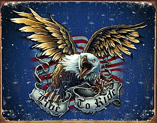 Desperate Enterprises Live to Ride - Eagle Tin Sign 16 W x 12_5 H