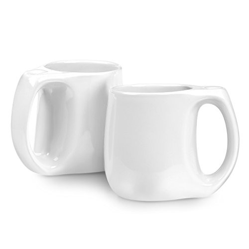 MECOWON 16OZ Porcelain Mugs,set of 2 Coffee Mugs,White