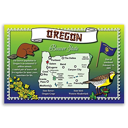 OREGON STATE MAP postcard set of 20 identical postcards_ Post cards with OR map and state symbols_ Made in USA_