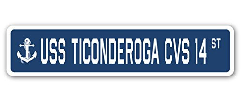 USS Ticonderoga CVS 14 Street Sign us Navy Ship Veteran Sailor Gift