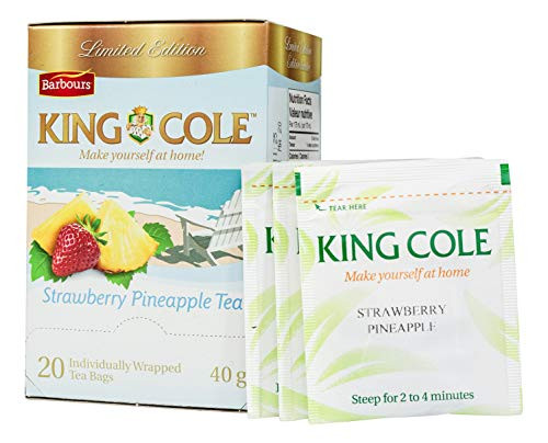 King Cole Strawberry Pineapple Flavored Tea Black Tea Flavored With Delicious Strawberry Pineapple Flavour 20 Black Tea Bags in each Tea Box