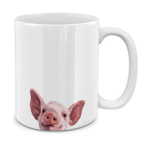 MUGBREW Baby Pig White Ceramic Coffee Mug Tea Cup, 11 OZ MUGBREW Baby Pig White Ceramic Coffee Mug Tea Cup, 11 OZ