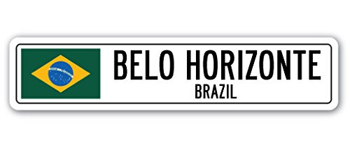 Belo Horizonte Brazil Street Sign Brazilian Flag City Country Road Wall Gift