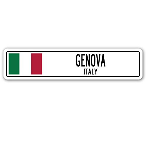 Genova Italy Street Sign Italian Flag City Country Road Wall Gift