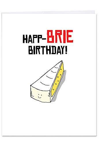 Birthday Puns E - Funny Happy Birthday Card with Envelope Extra Large 8_5 x 11 Inch - Cheesy Cake Lovers Bday Notecard from Friends Hilarious Stationery Greeting Card J6119EBDG